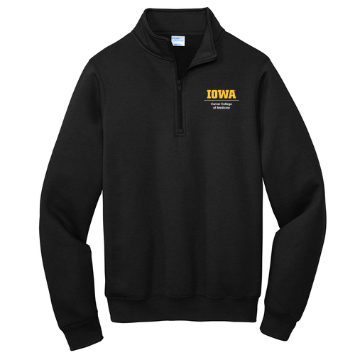 Embroidered Left Chest Logo Port and Company Core Fleece Quarter-Zip Pullover Sweatshirt -- Jet Black