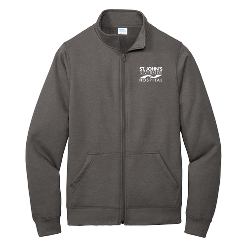 Port and Company Core Fleece Cadet Full-Zip Sweatshirt -- Dark Heather Grey