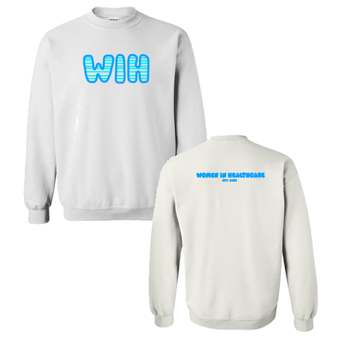 Blue WIH Gildan Heavy Blend Crew Neck Sweatshirt -- White