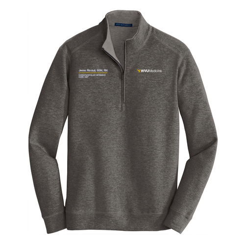 Port Authority Interlock 1/4-Zip -- Charcoal Heather / Medium Heather Grey