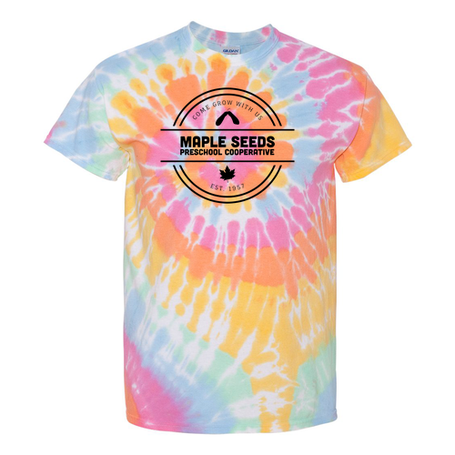 Tie-Dyed Multi-Color Spiral Short Sleeve T-shirt -- Aerial