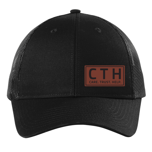 Port Authority Snapback Trucker Hat -- Black, 6 Points