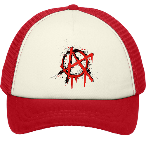 Port Authority 5-Panel Twill Foam Trucker Hat -- Ivory / Red