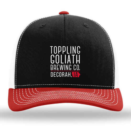 Richardson Snapback Trucker Cap -- Black / White / Red