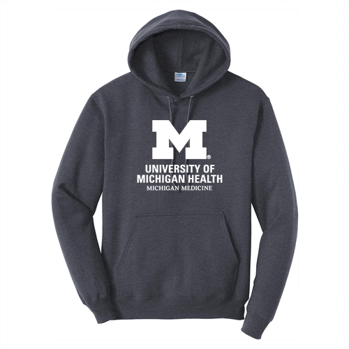 Mens/Unisex Port and Company Fleece Pullover Hooded Sweatshirt -- Heather Navy