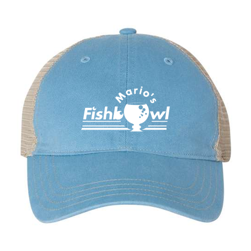 Richardson Garment Washed Trucker Hat -- Columbia Blue / Khaki