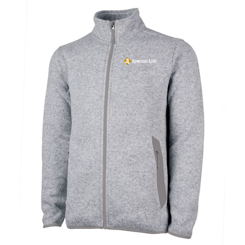 Charles River Mens Heathered Fleece Jacket -- Light Grey Heather