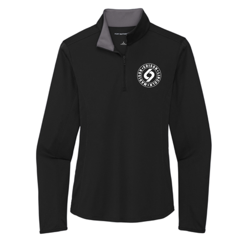 Port Authority Ladies Silk Touch Performance 1 / 4-Zip -- Black / Steel Grey
