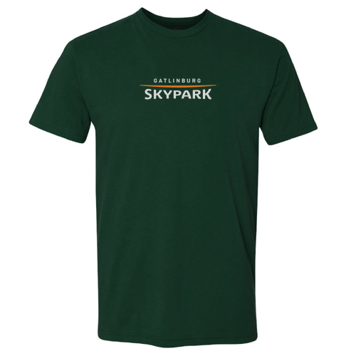 Gatlinburg Skypark Logo 1 Grey & Orange Ink -- Short Sleeve Forest Green