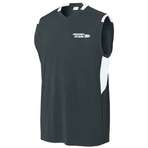 Sport-Tek Club Sleeveless V-Neck -- Iron Grey / White