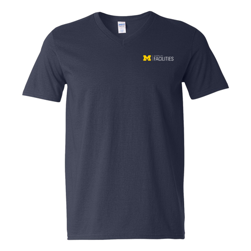 Mens/Unisex Gildan SoftStyle V Neck T Shirt -- Navy