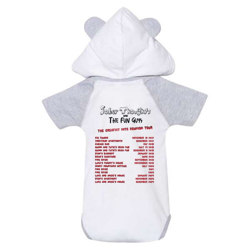 Rabbit Skins Infant Short Sleeve Bodysuit with Hood & Ears -- White/Heather
