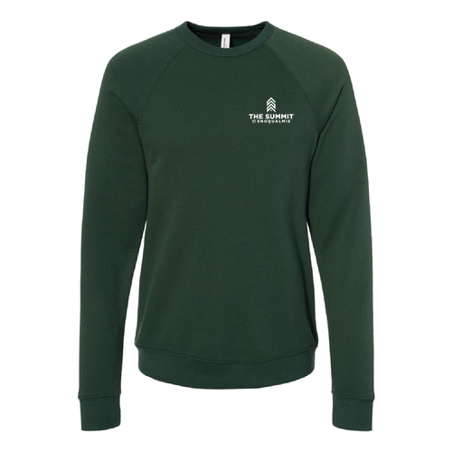 The Summit at Snoqualmie Logo 2 White Ink -- Crewneck Sweatshirt Forest