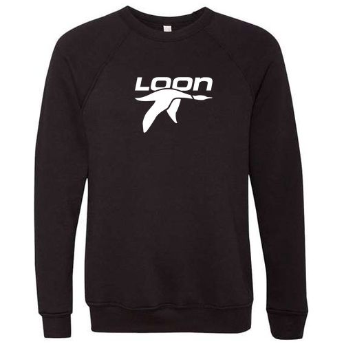 Loon Logo 1 White Ink -- Crewneck Sweatshirt Black