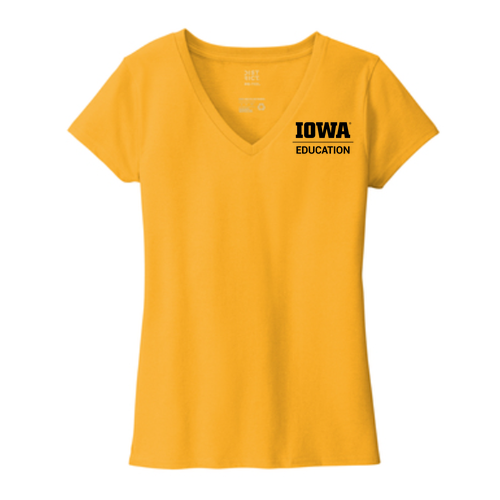 Hawkeye Teachers District Womens Re-Tee V-Neck -- Maize Yellow
