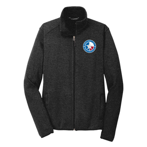 Embroidered Port Authority Sweater Fleece Jacket -- Black Heather