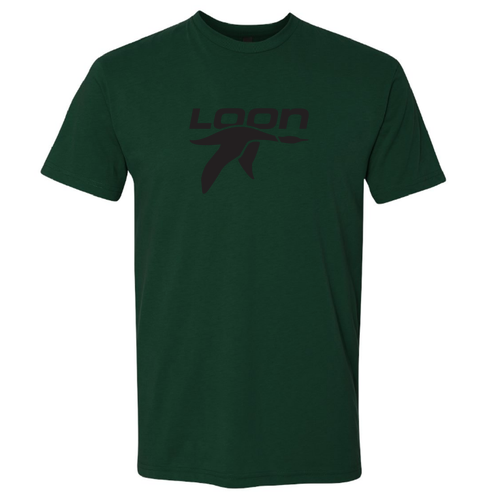 Loon Logo 1 Black Ink -- Short Sleeve Forest Green