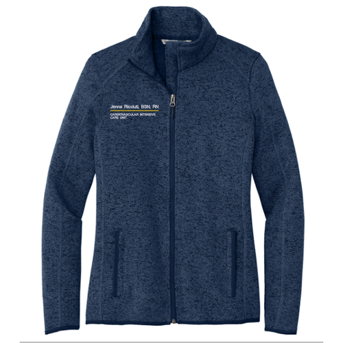 Port Authority Ladies Sweater Fleece Jacket -- River Blue Navy Heather