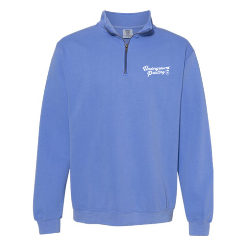 Comfort Colors Unisex Garment-Dyed Quarter-Zip Sweatshirt -- Flo Blue