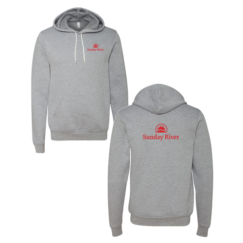 Sunday River Logo 2 Red Ink -- Pullover Hooded Sweatshirt Athletic Heather
