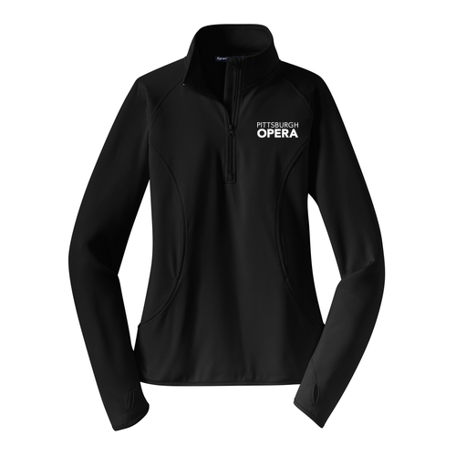 Embroidered Sport Tek Ladies Sport Wick Stretch Half Zip Pullover -- Black