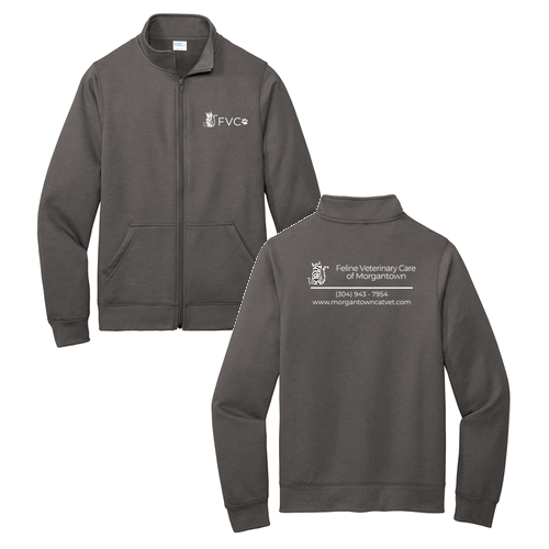 Port and Company Core Fleece Cadet Full-Zip Sweatshirt -- Dark Heather Grey