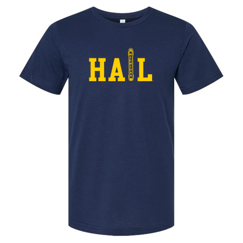 Mens/Unisex Bella Canvas Soft Fitted Heather CVC Tee -- Solid Navy Blend, Theater Marquee