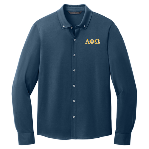 Embroidered Mercer+Mettle Stretch Jersey Long Sleeve Shirt -- Insignia Blue