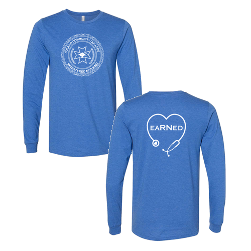 "Earned" Bella+Canvas Unisex Heather Cvc Long Sleeve Tee- Heathers -- Heather True Royal