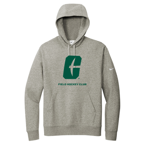 Nike Club Fleece Sleeve Swoosh Pullover Hoodie -- Dark Grey Heather