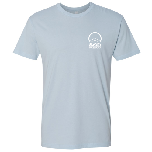 Unisex Next Level Fitted Short Sleeve Tee -- Light Blue Left Chest White Ink