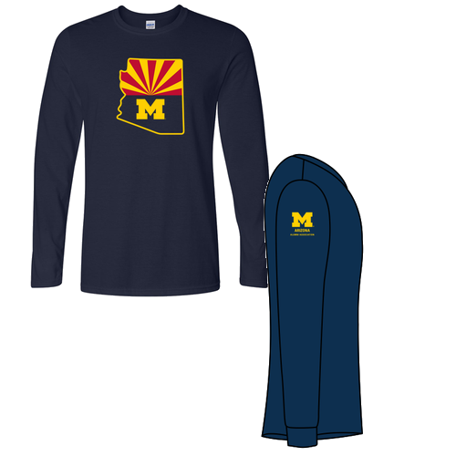 Gildan Softstyle Fitted Longsleeve T Shirt -- Navy, State Flag