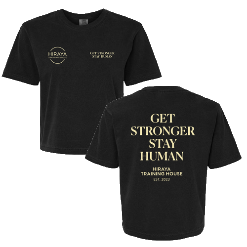 Get Stronger, Stay Human Women's Crop Tee -- Black