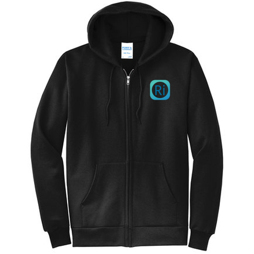 [HIDE] Port and Company Classic Full Zip Hooded Sweatshirt -- Jet Black