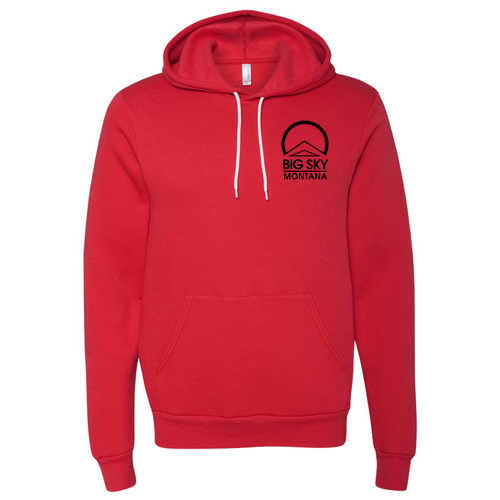 Big Sky Montana Logo 2 Black Ink -- Pullover Hooded Sweatshirt Red