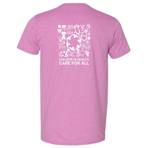 Health Care For All Screen Printed Softstyle Tee Heather Radiant Orchid