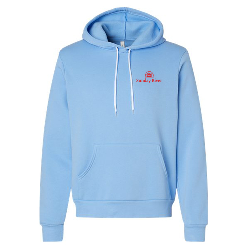 Sunday River Logo 2 Red Ink -- Pullover Hooded Sweatshirt Carolina Blue