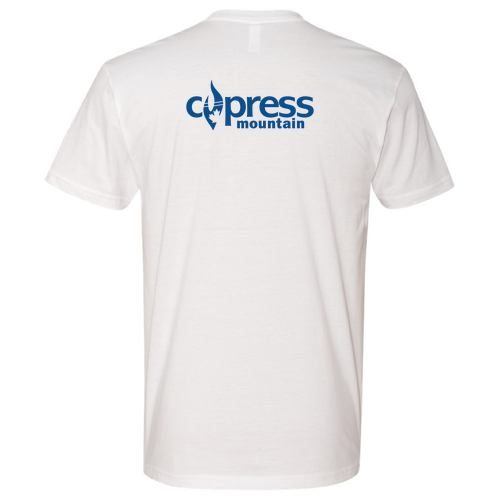 Cypress Mountain Logo 2 Blue Ink -- Short Sleeve White