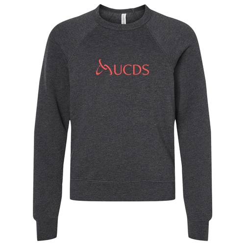 Coral Print Bella Canvas Youth Sponge Fleece Raglan Sweatshirt -- Dark Grey Heather