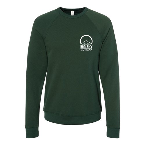 Big Sky Montana Logo 2 White Ink -- Crewneck Sweatshirt Forest