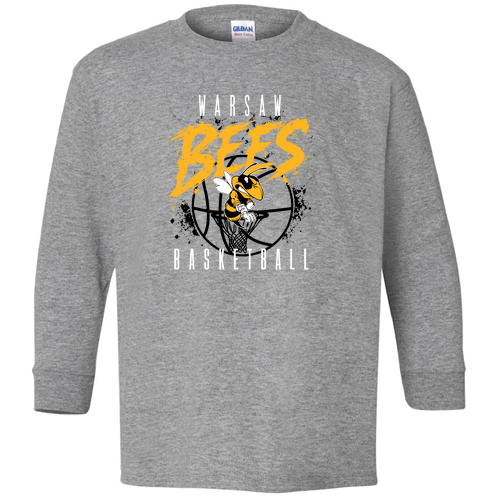 Warsaw Bees Gildan Youth Heavy Cotton Longsleeve -- Sport Grey