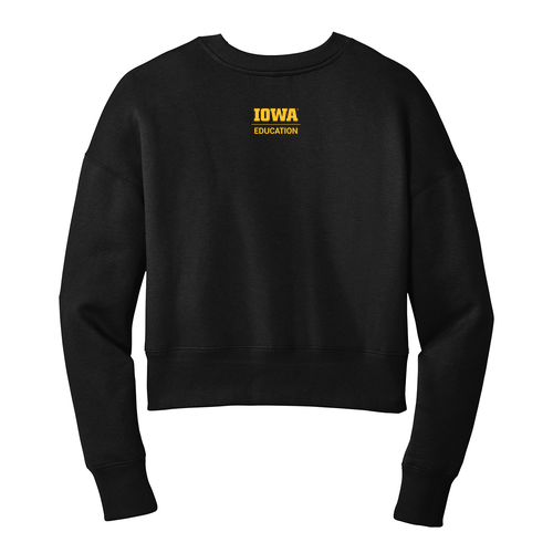 Hawkeye Teachers District Women's Perfect Weight Fleece Cropped Crew -- Jet Black