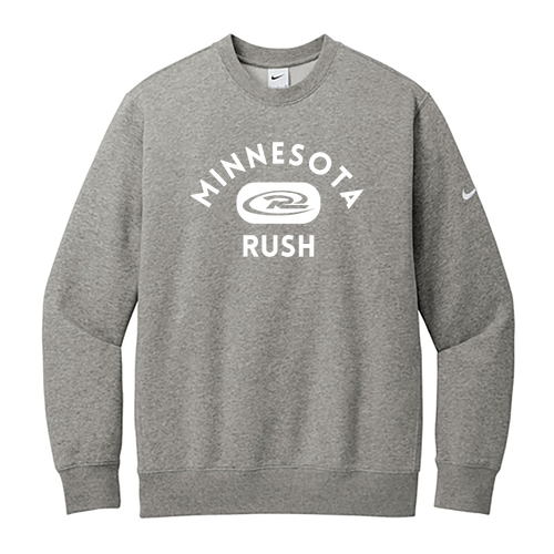 Nike Club Fleece Sleeve Swoosh Crew -- Dark Grey Heather