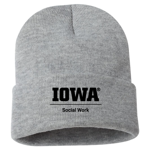 Embroidered Sportsman Solid 12" Cuffed Beanie -- Heather Gray