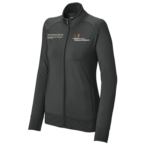 Sport-Tek Ladies Sport-Wick Stretch Full-Zip Cadet Jacket -- Charcoal Grey