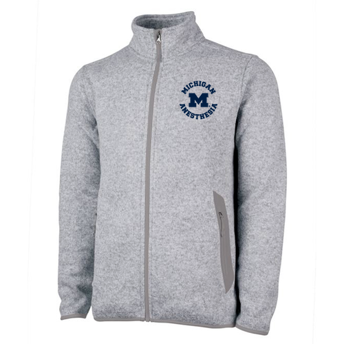 Mens Heathered Fleece Jacket -- Light Grey Heather