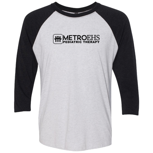Next Level Unisex Tri-Blend 3/4 Sleeve Raglan -- Vintage Black / Heather White
