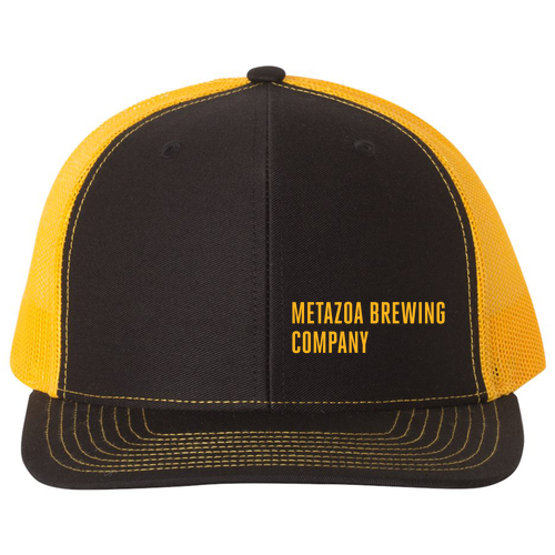 Richardson Snapback Trucker Cap -- Black / Gold
