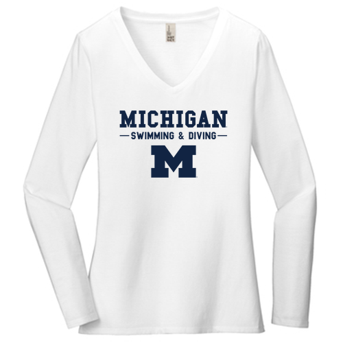 Ladies District Women's Very Important Tee Long Sleeve V-Neck -- White