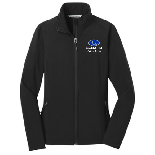 Ladies Port Authority Core Soft Shell Jacket -- Black, Subaru Logo